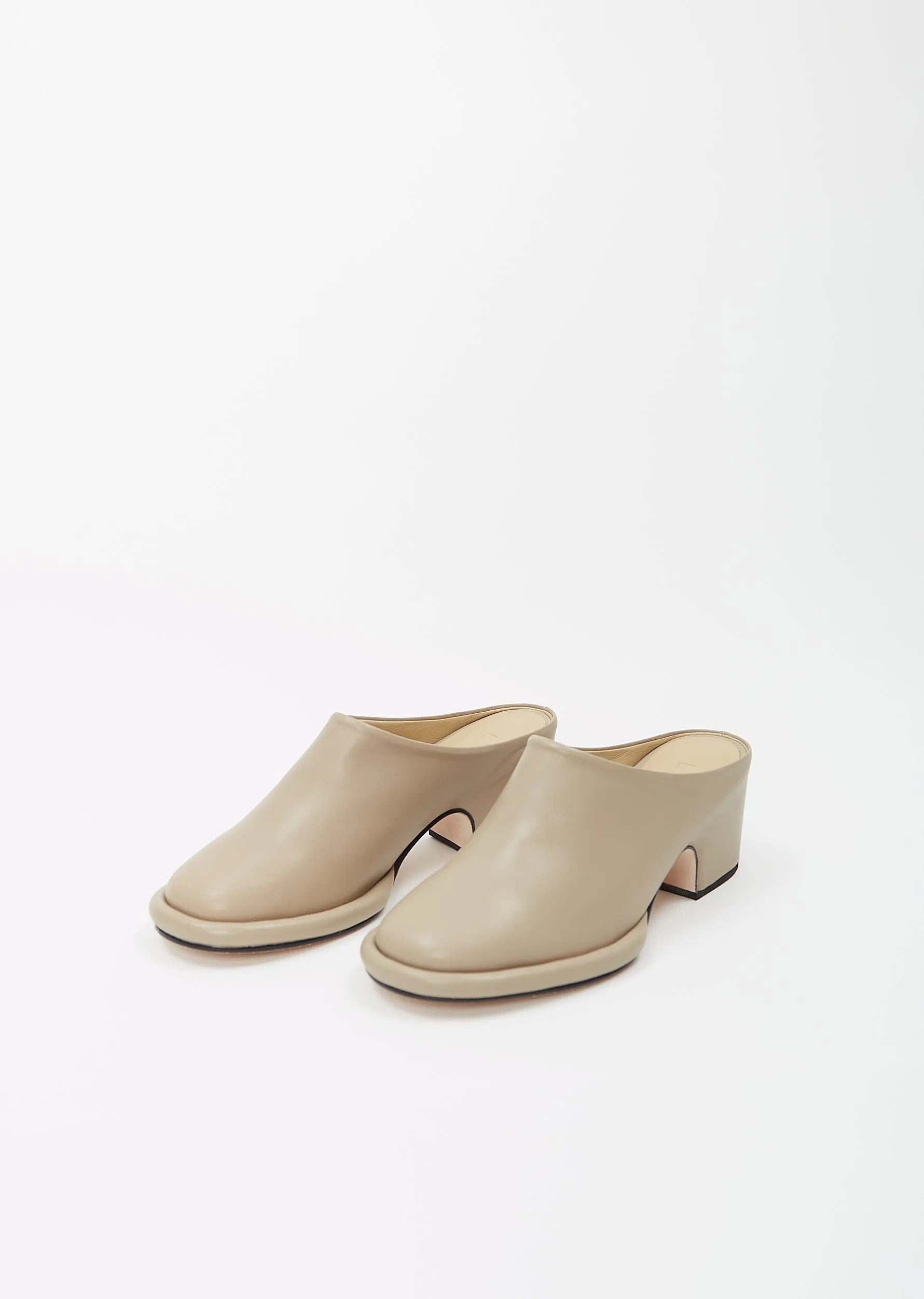 Leather Arch Mule — Greige