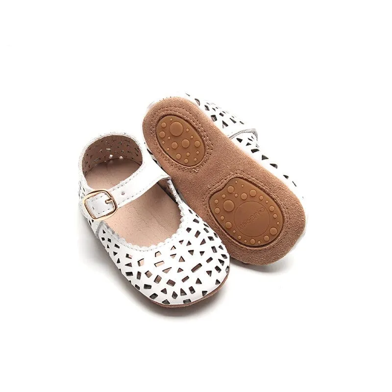 Leather Boho Mary Janes | Color 'Cotton'