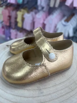 Leather Gold Mary Janes