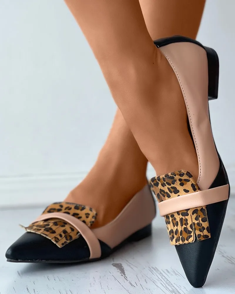 Leopard Pointed-toe Low Cut Flat Sandals