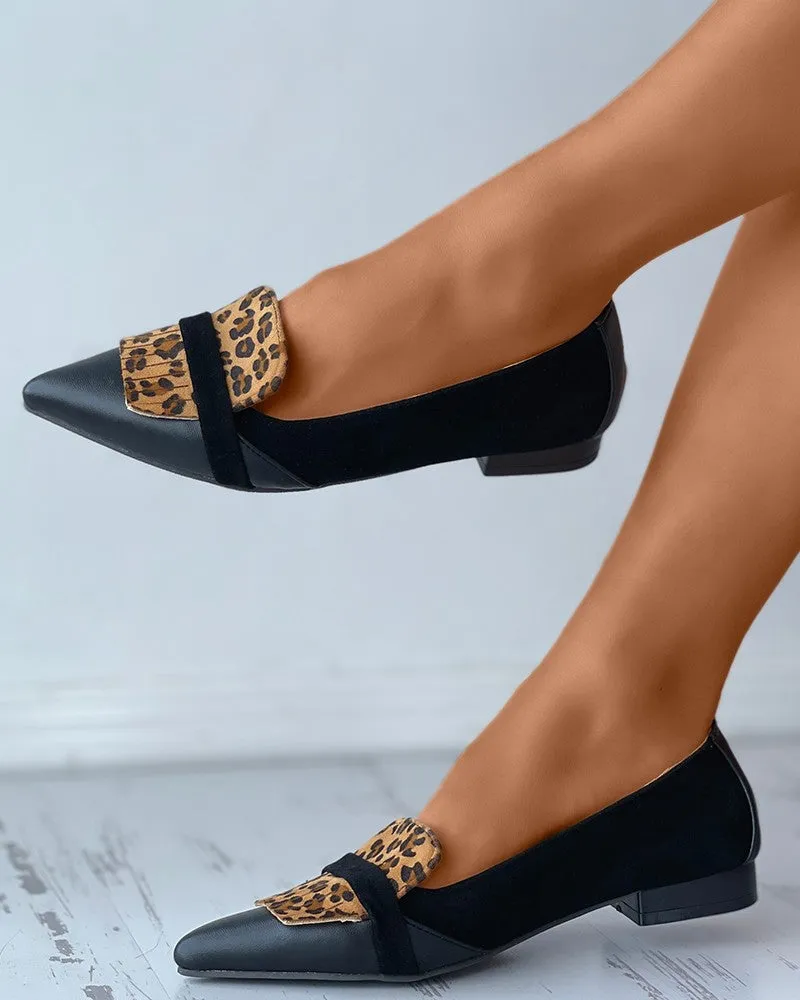 Leopard Pointed-toe Low Cut Flat Sandals