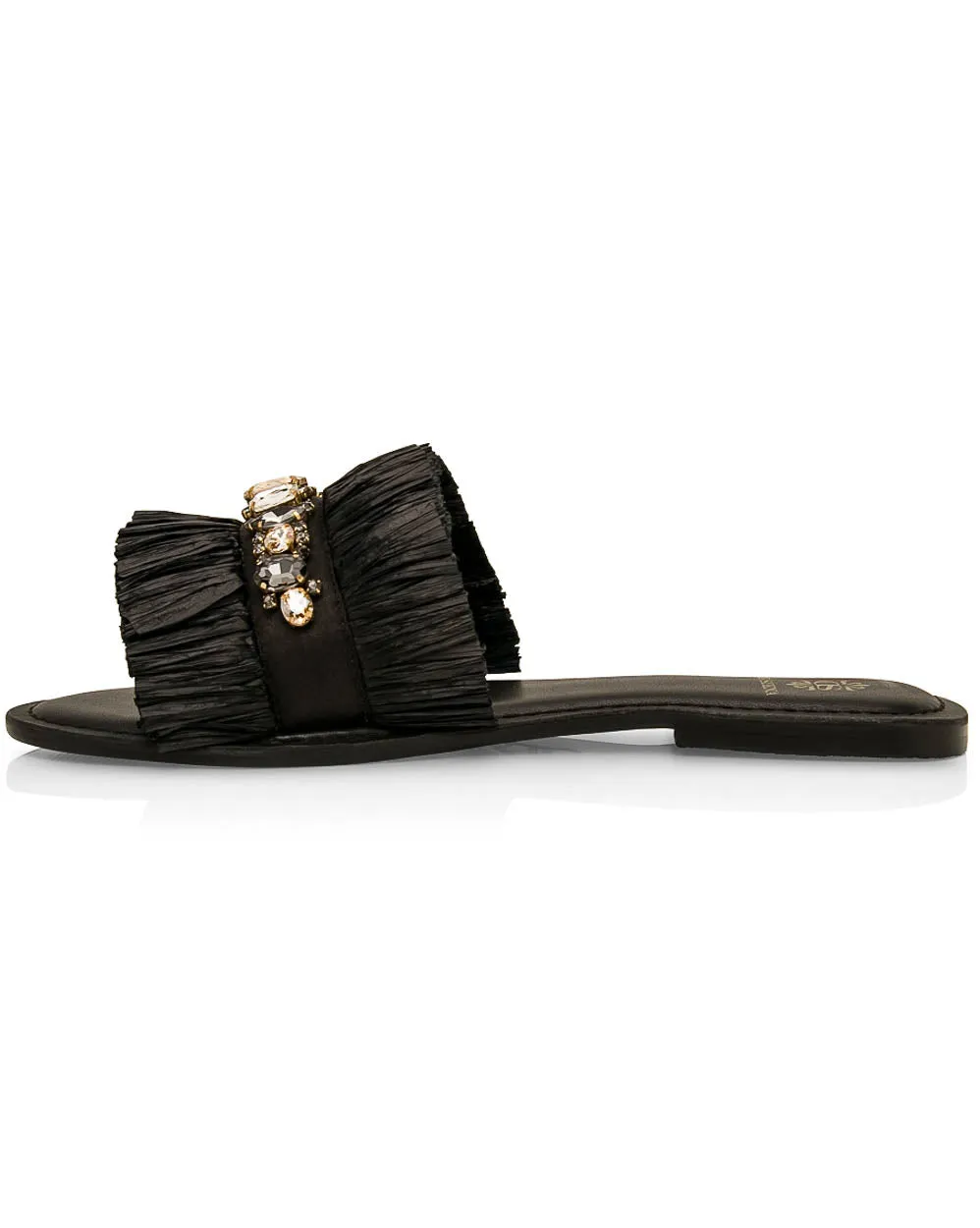 Mamia Black Raffia Encrusted Mule