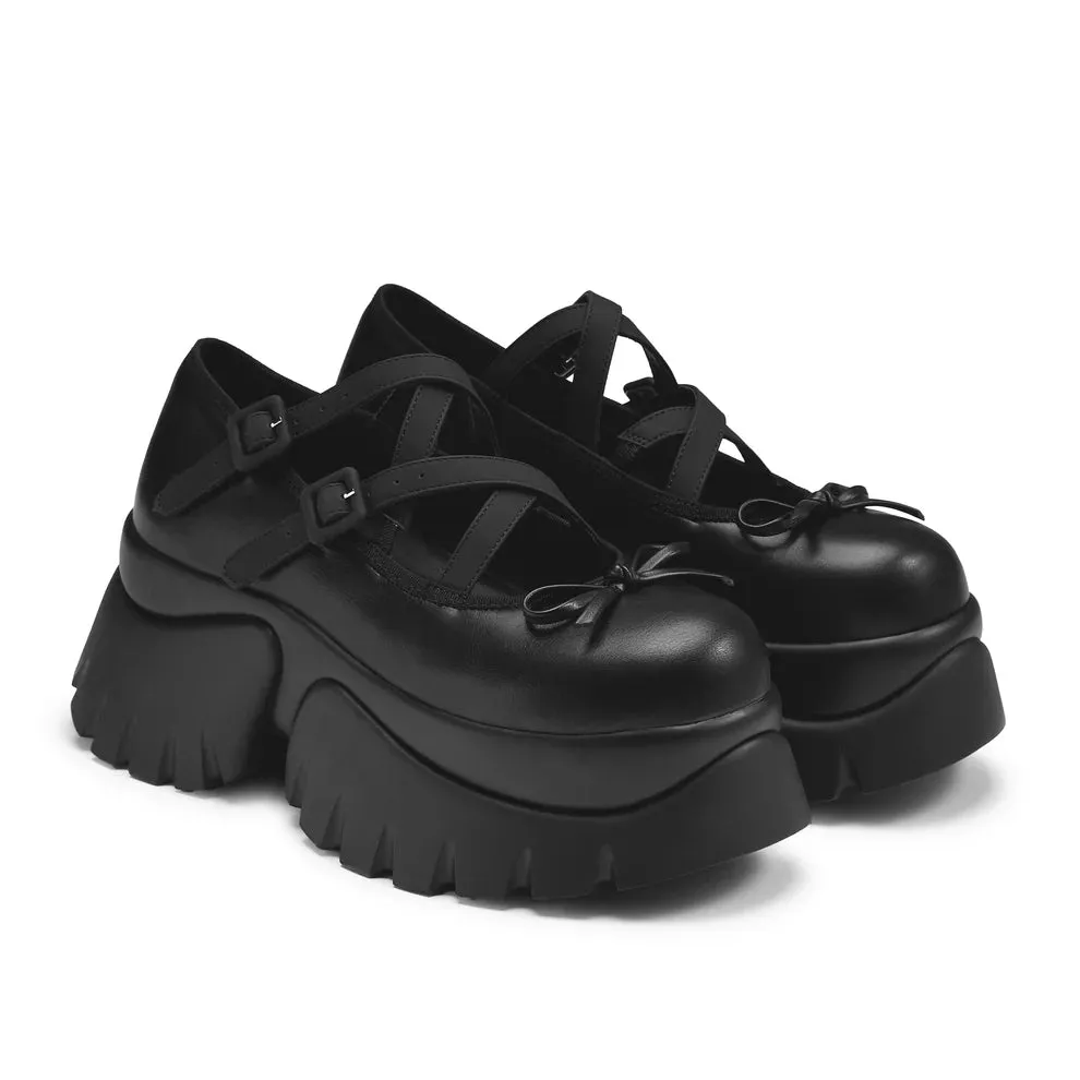 Margot Monster Platform Mary Janes - Black