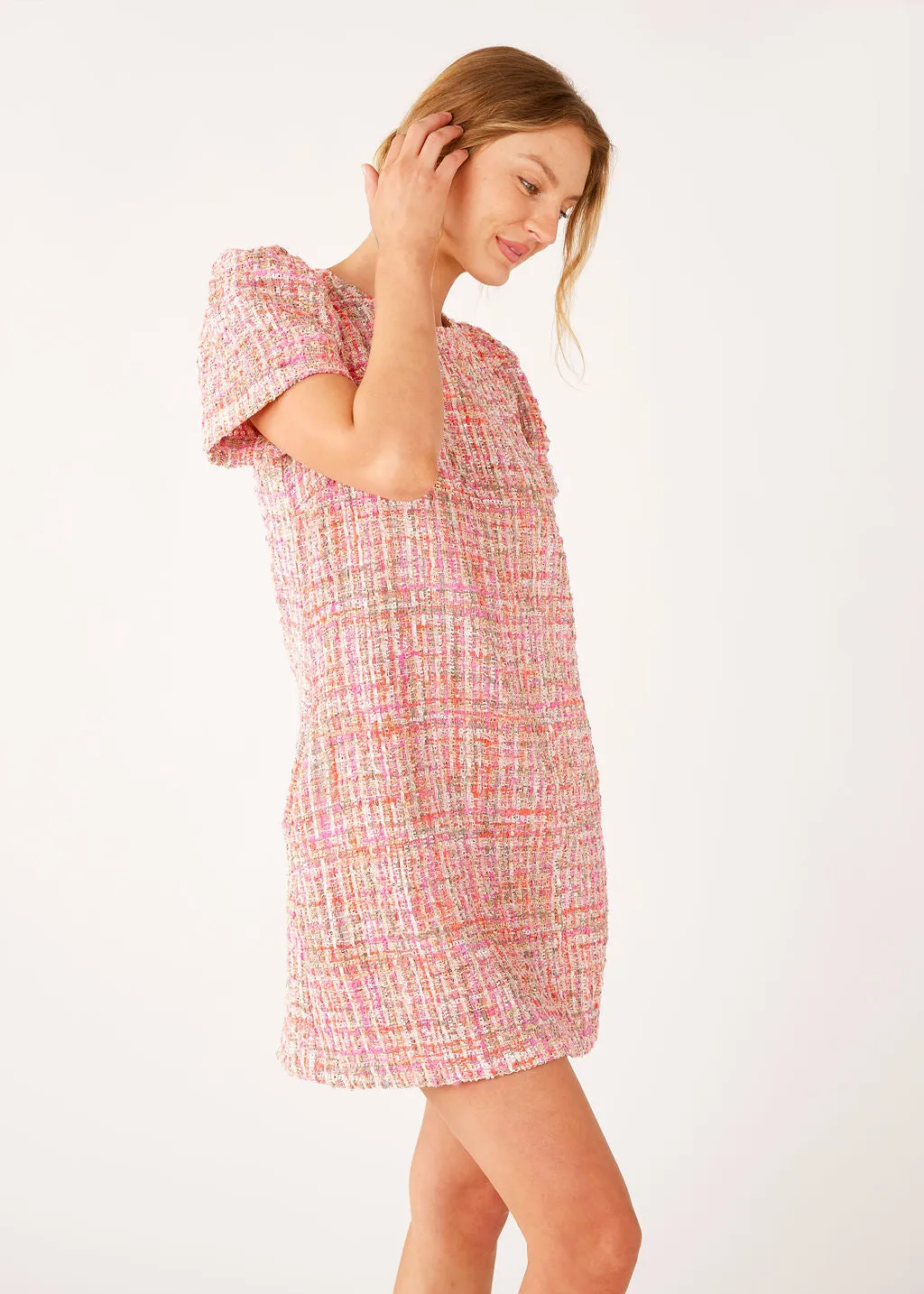 Marty Dress Pink Multi Tweed