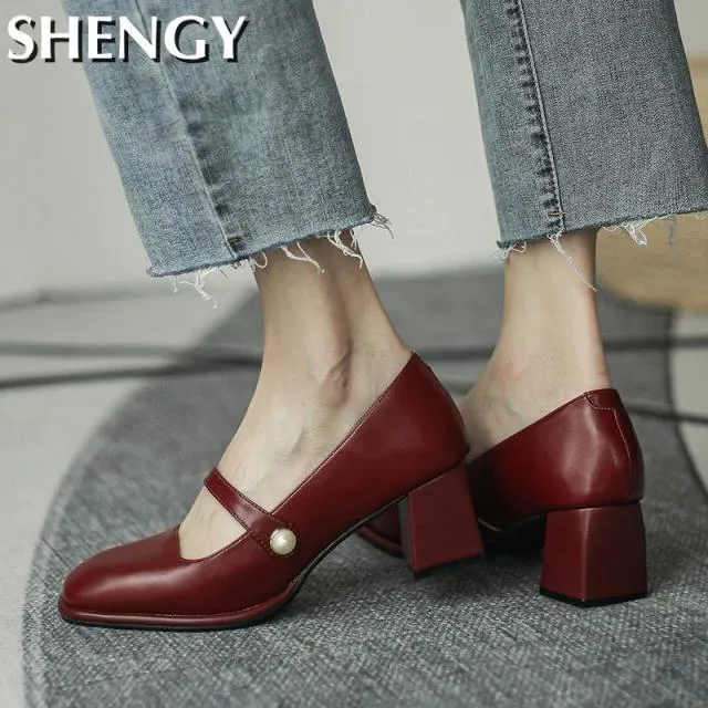 Marvelous Mary Jane Style Patent Leather Square Toe and Heel Shoes