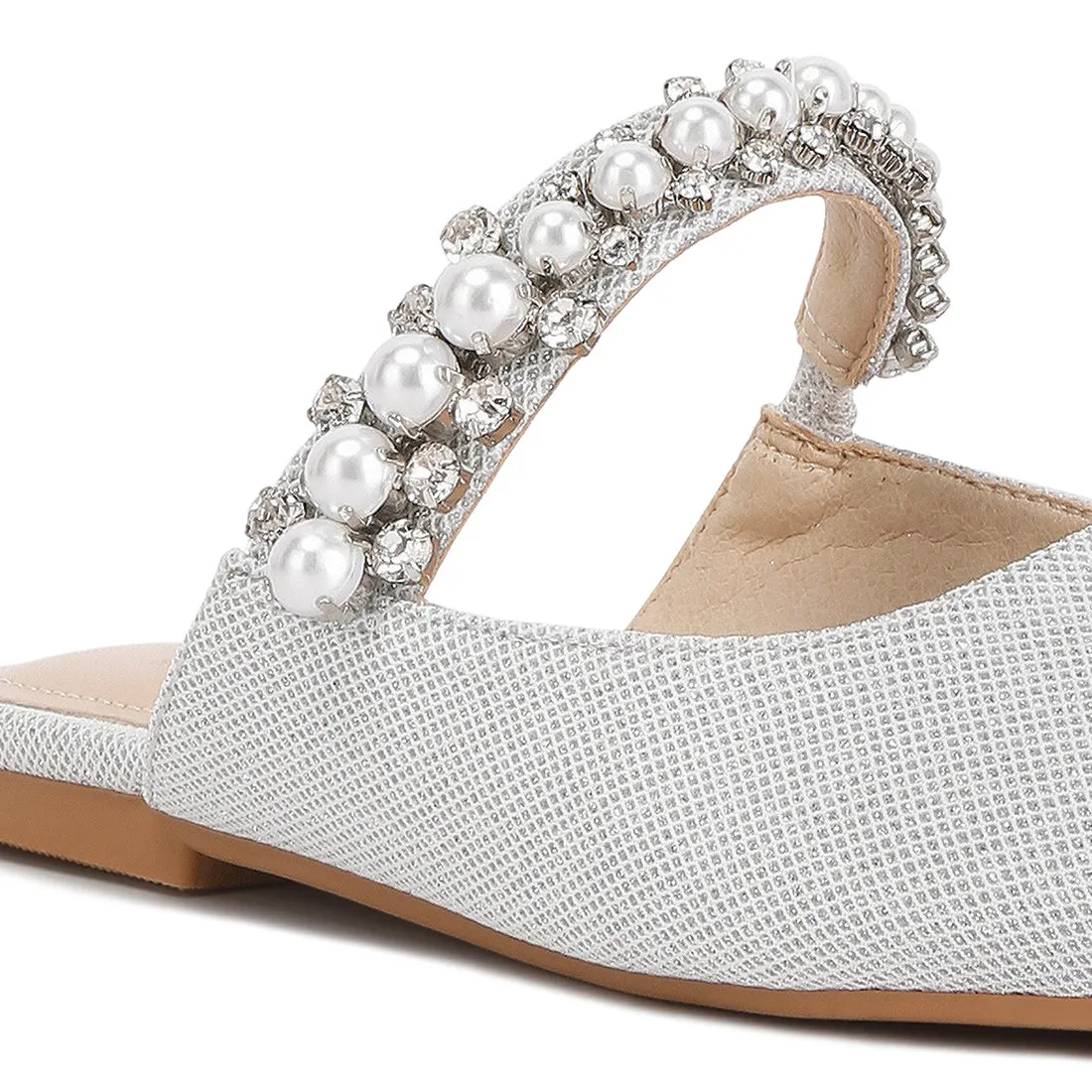 Mary Jane Cut-out Embellished Mules