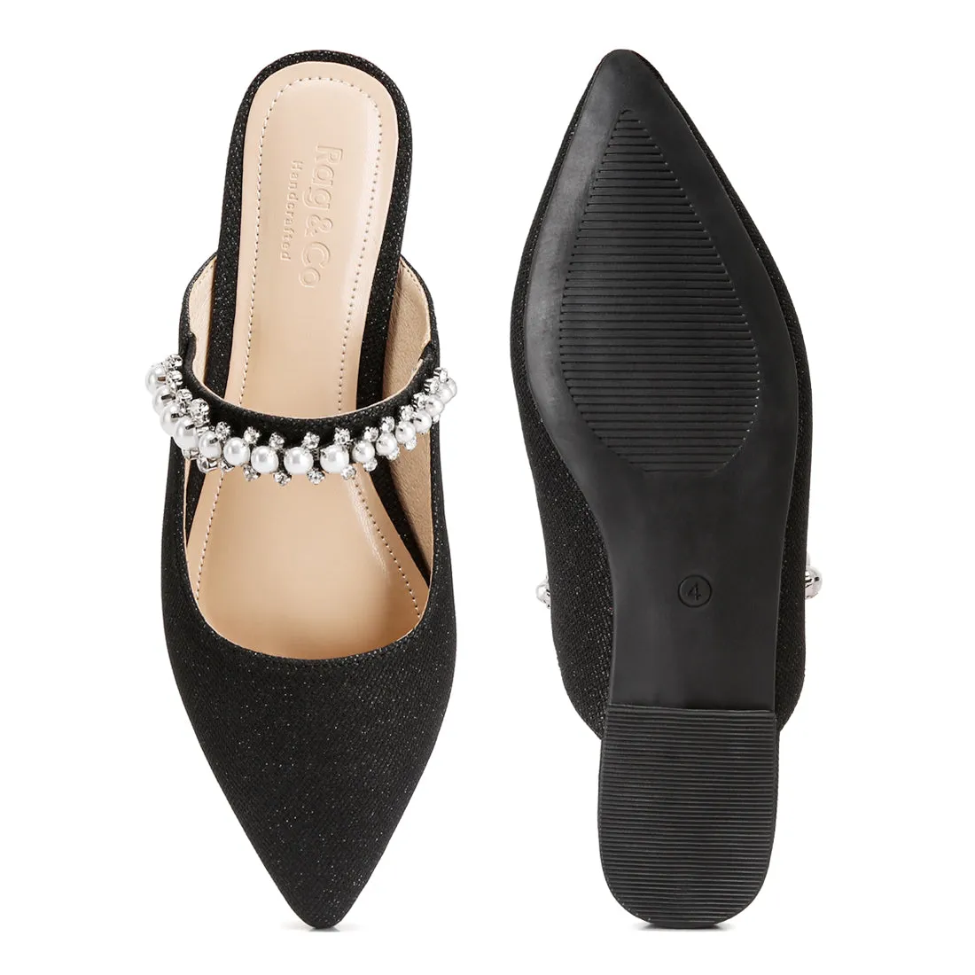 Mary Jane Cutout Embellished Mules In Black