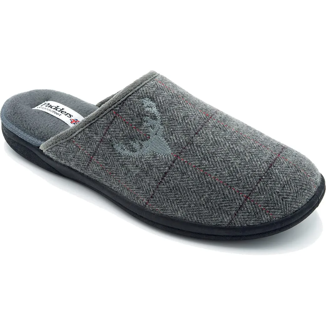 Mens Wide Fit Padders Stag Mule Slippers