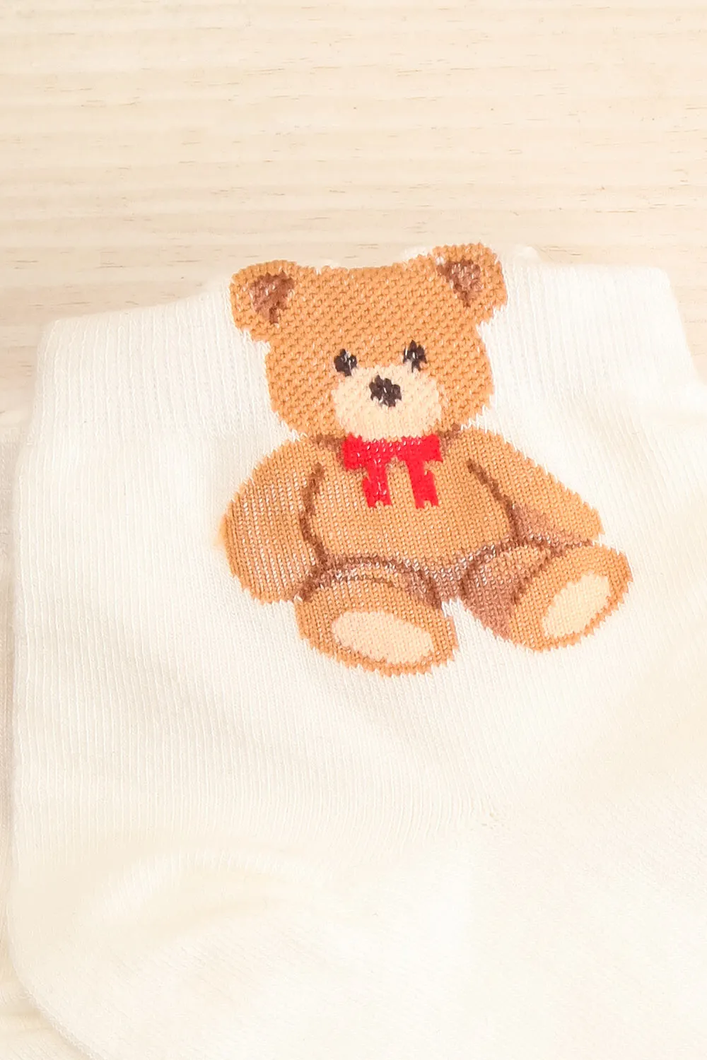 Meshka White | Teddy Bear Ankle Socks