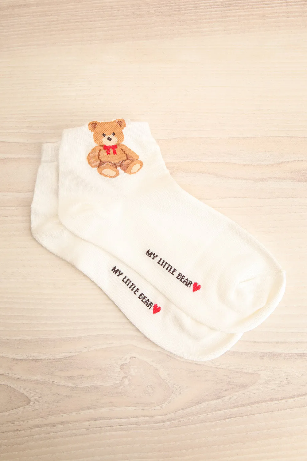 Meshka White | Teddy Bear Ankle Socks