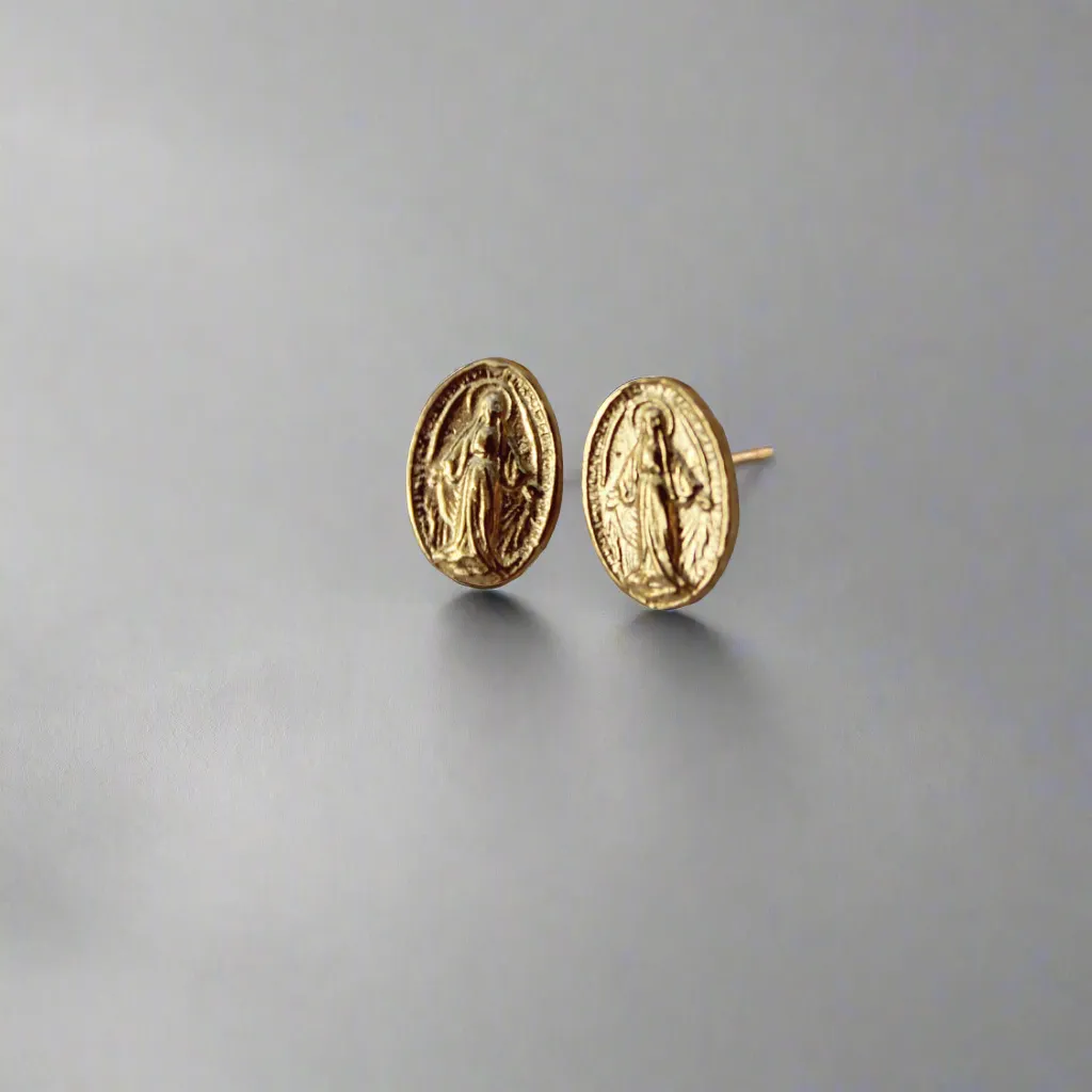 Miraculous Medal Earrings in Vermeil