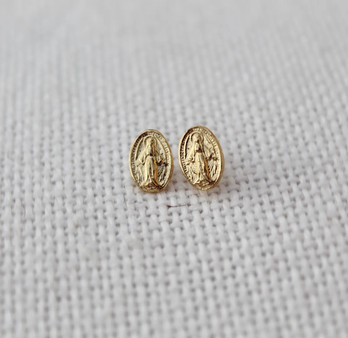 Miraculous Medal Earrings in Vermeil