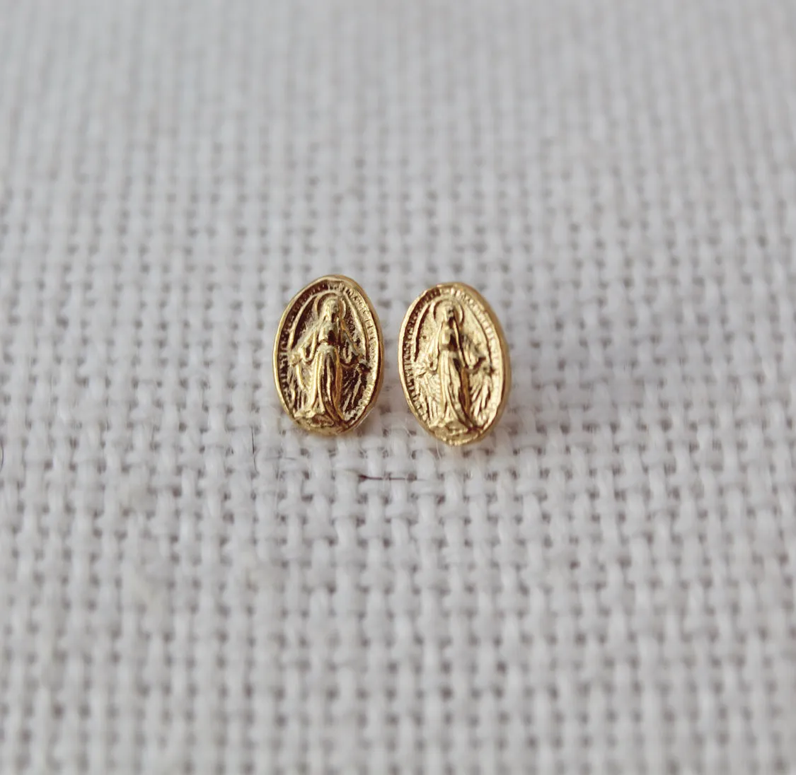 Miraculous Medal Earrings in Vermeil