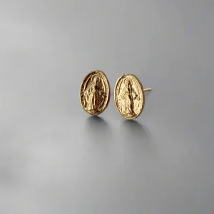 Miraculous Medal Earrings in Vermeil