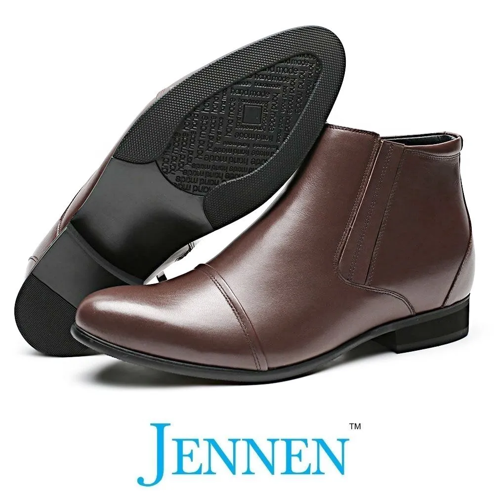 Mr. Ferras Brown 8cm | 3.2 inches Tall Hidden Heel Mens Boots