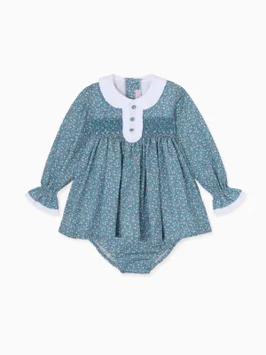 Navy Floral Eugenia Baby Girl Hand-Smocked Set