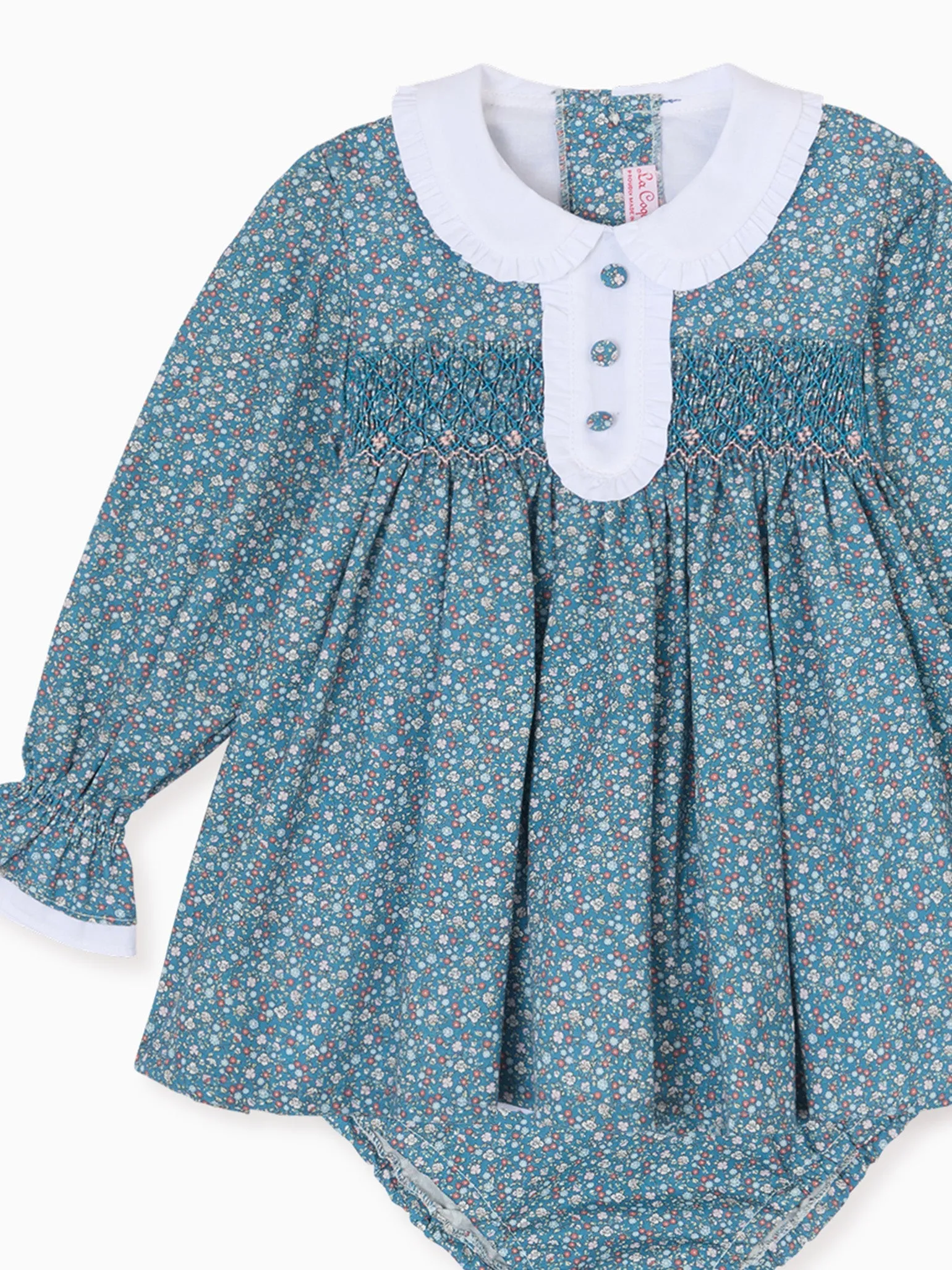 Navy Floral Eugenia Baby Girl Hand-Smocked Set