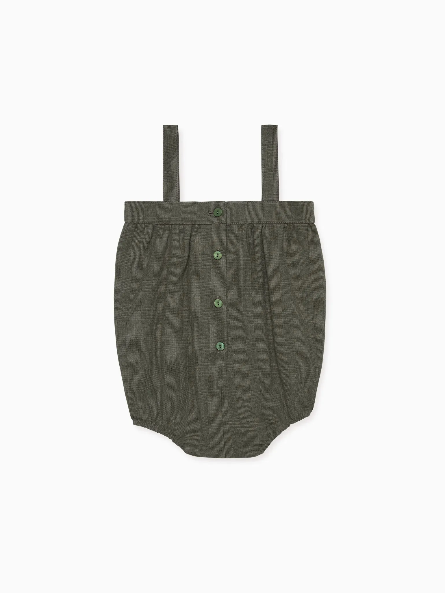 Olive Check Filada Baby Romper Dungarees