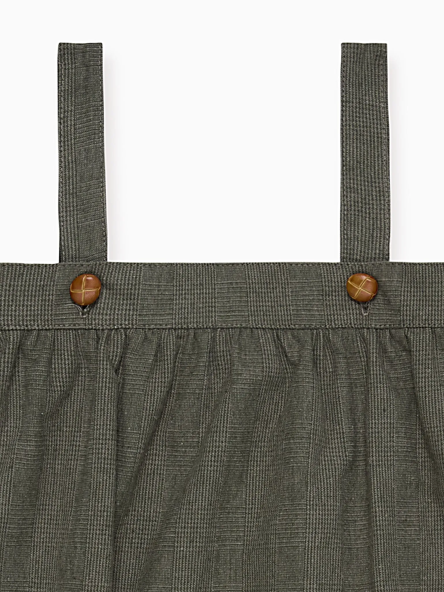 Olive Check Filada Baby Romper Dungarees