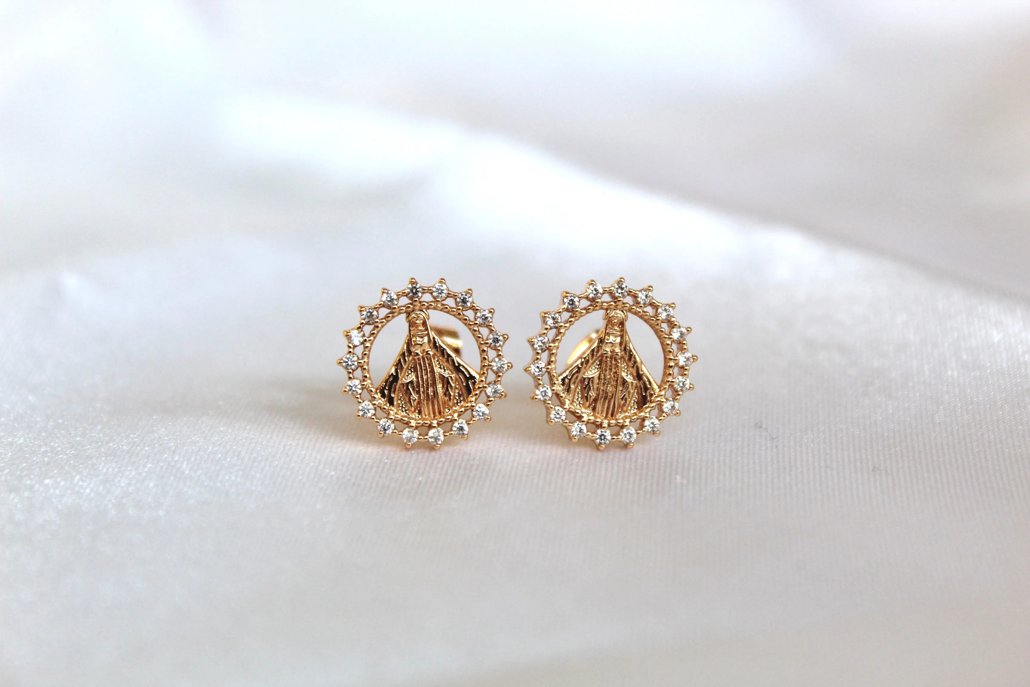 Our Lady of Grace Round Earrings