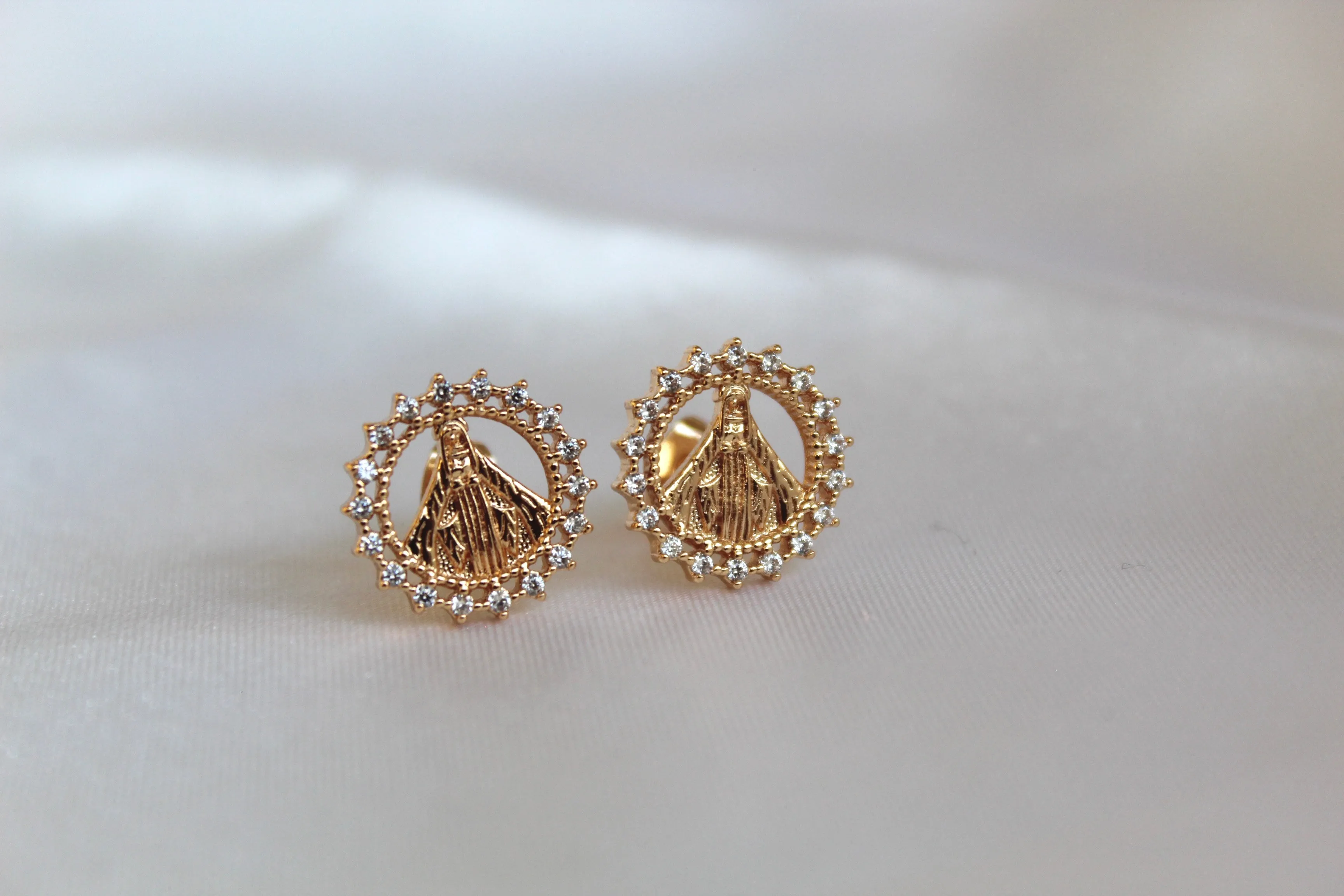 Our Lady of Grace Round Earrings