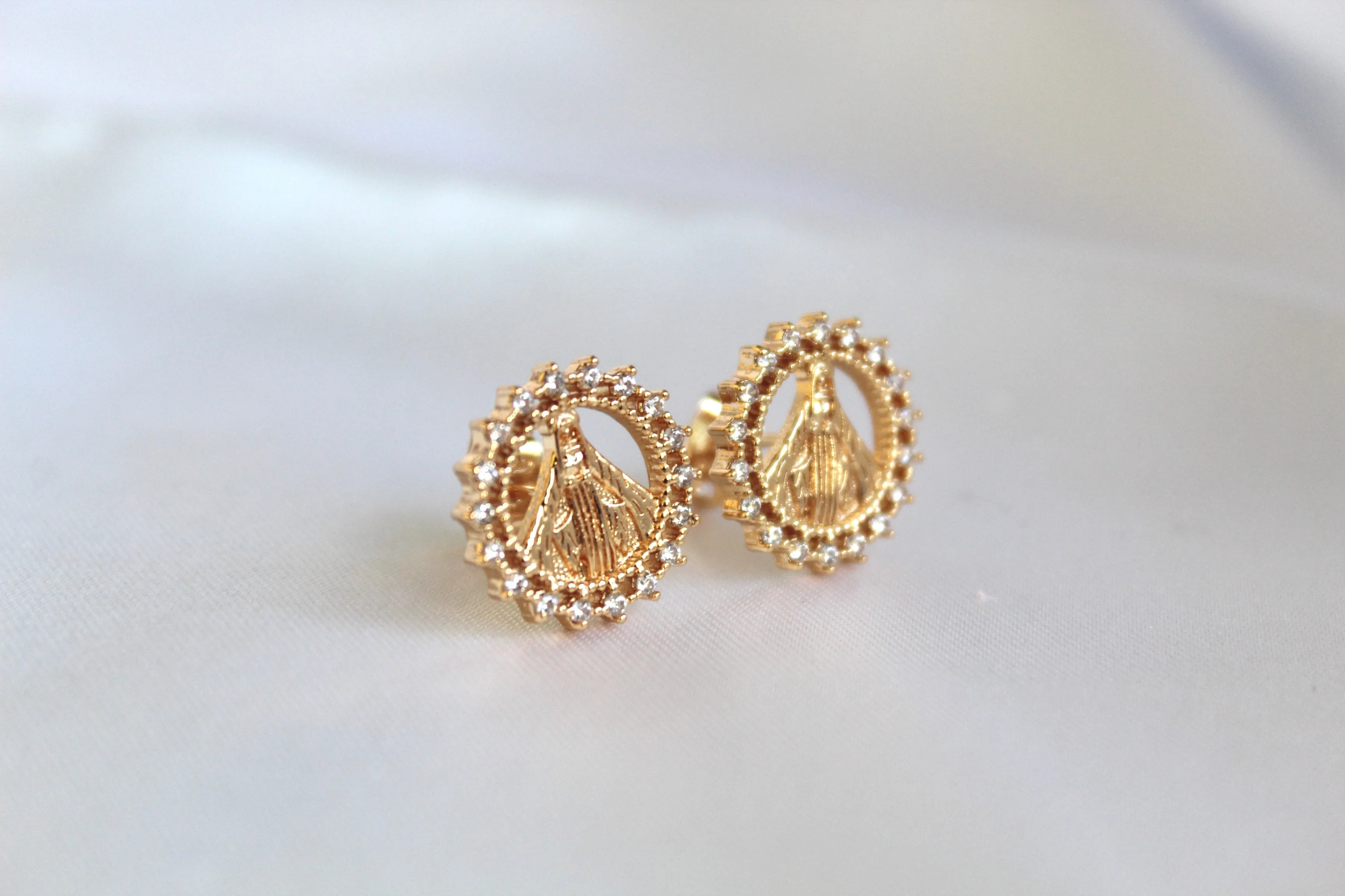 Our Lady of Grace Round Earrings