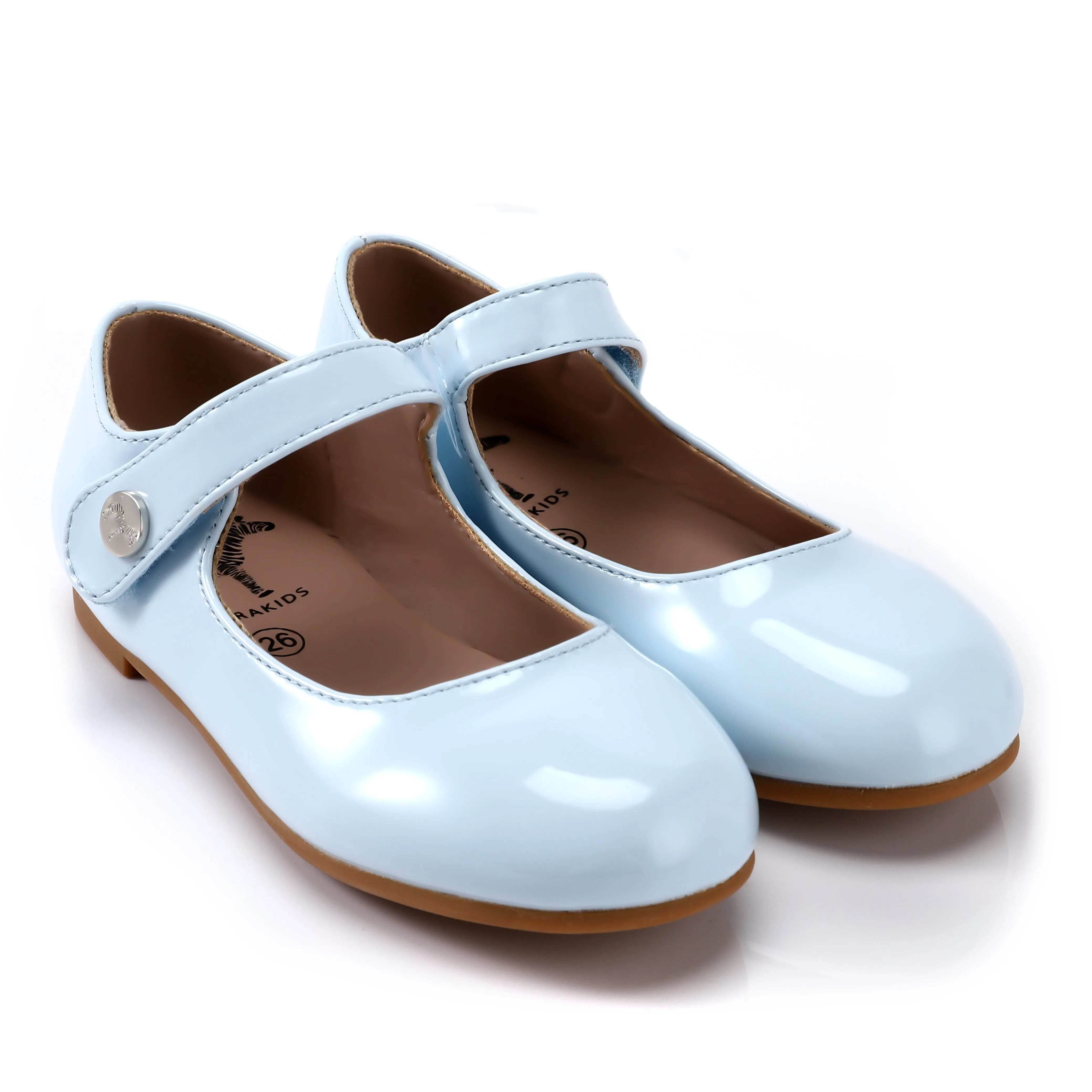 Patent blue mary janes by Zeebra Kids