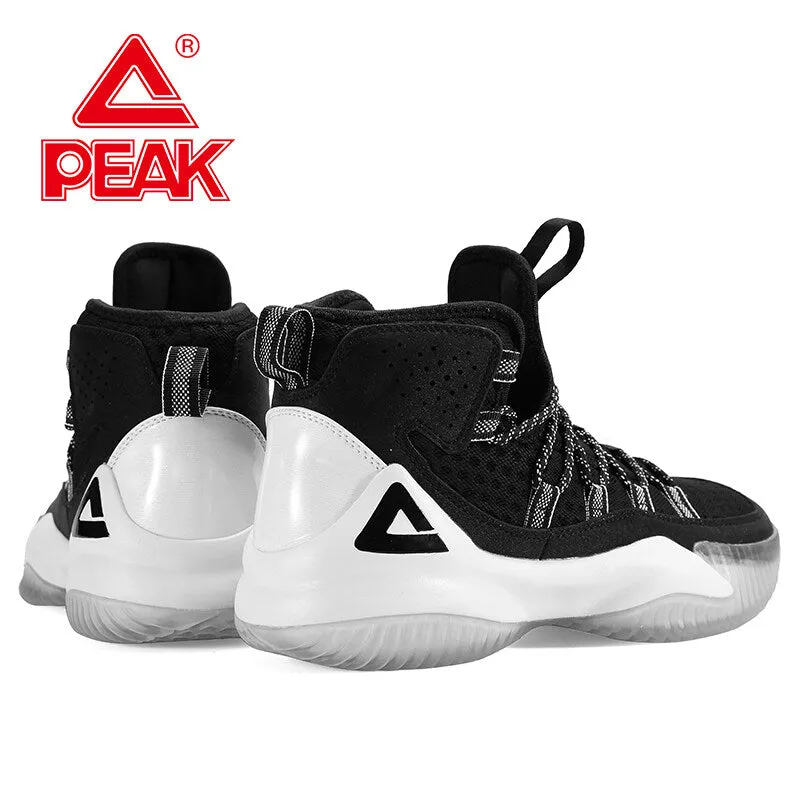 PEAK Men Court Basketball Shoes Cushioning Sneakers Black White  DA830551