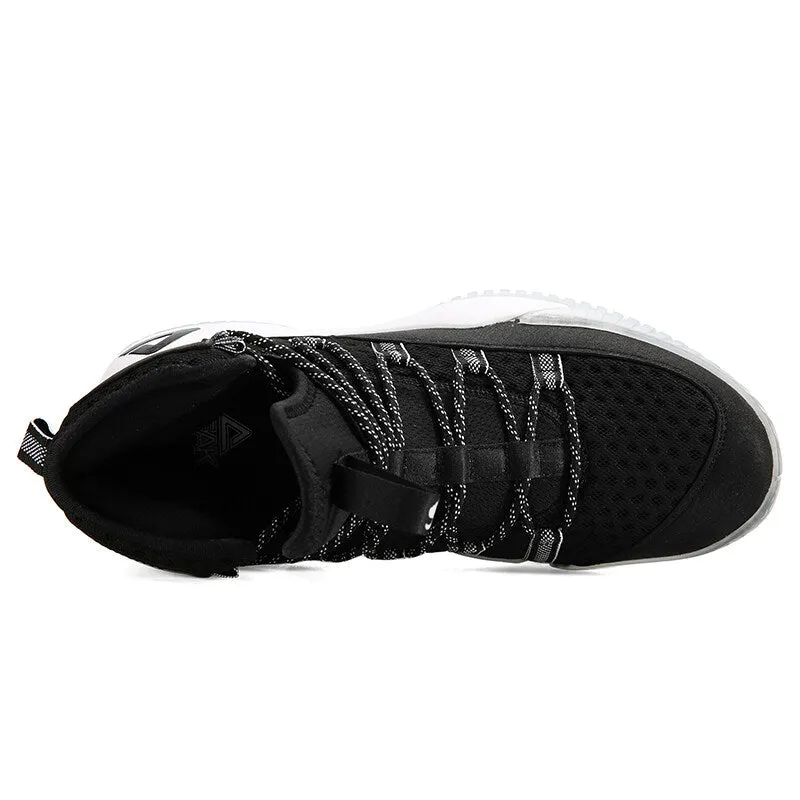 PEAK Men Court Basketball Shoes Cushioning Sneakers Black White  DA830551