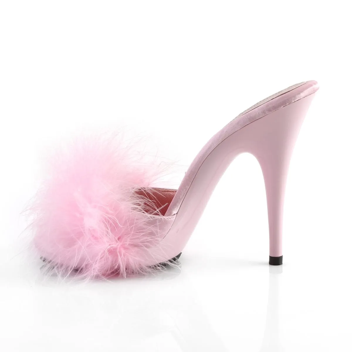 POISE-501F Baby Pink Satin-Marabou Fur/Baby Pink