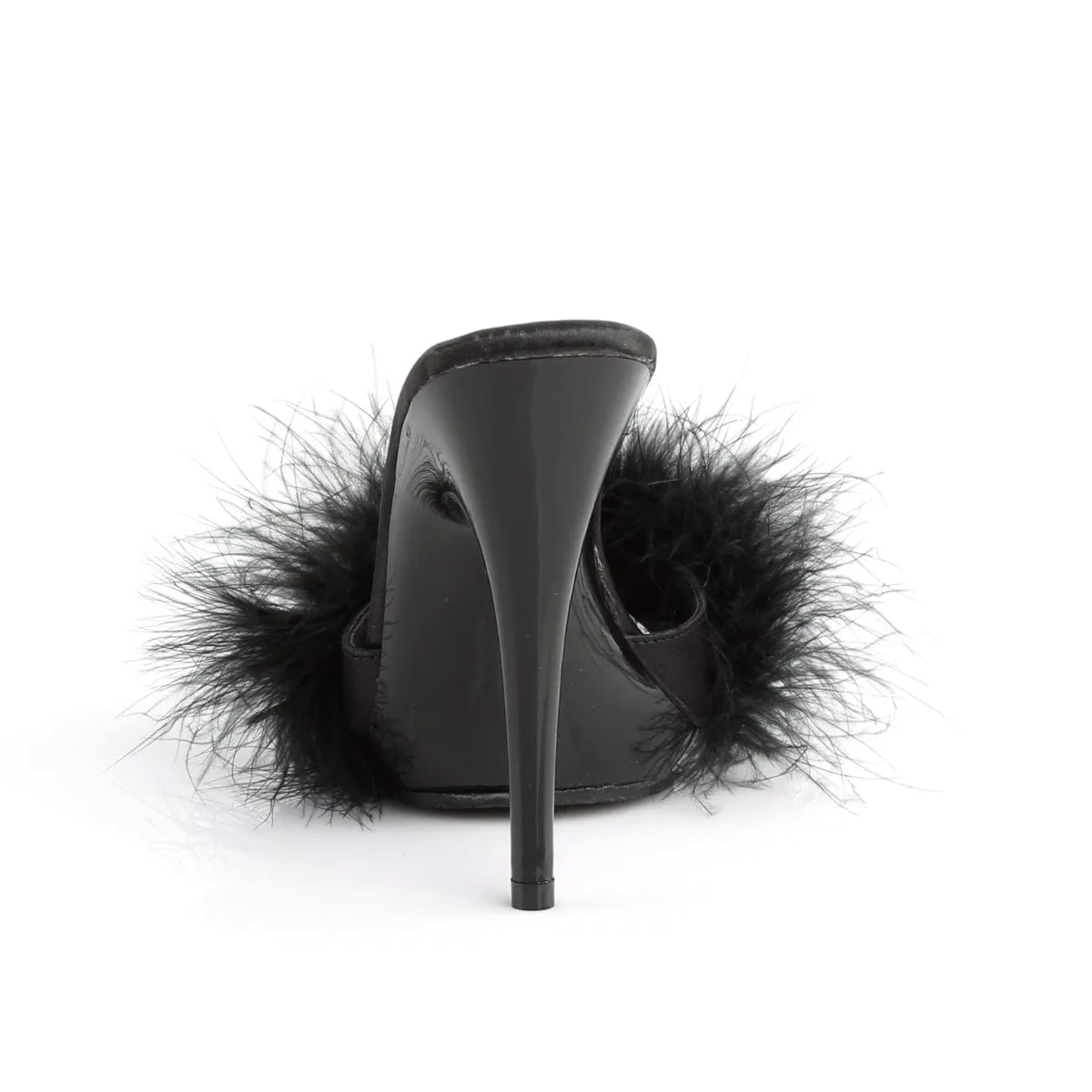 POISE-501F Black Satin-Marabou Fur/Black