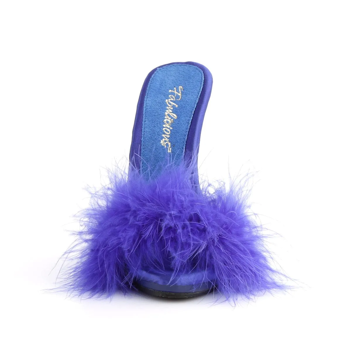 POISE-501F Blue Satin-Marabou Fur/Blue