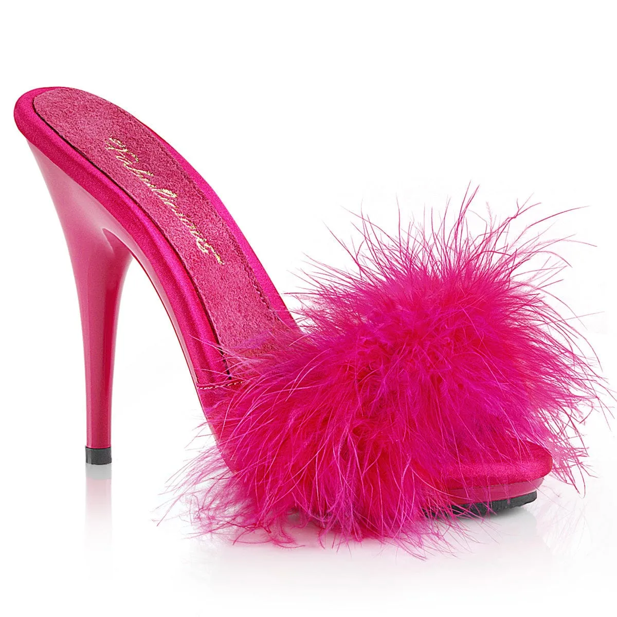 POISE-501F Hot Pink Satin-Marabou Fur/Hot Pink