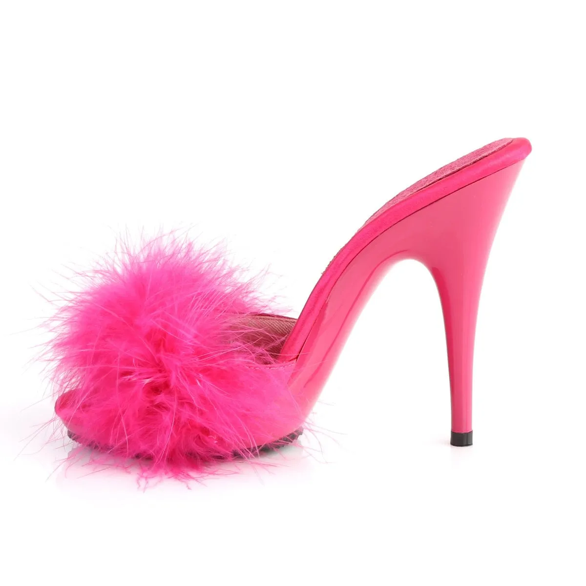 POISE-501F Hot Pink Satin-Marabou Fur/Hot Pink