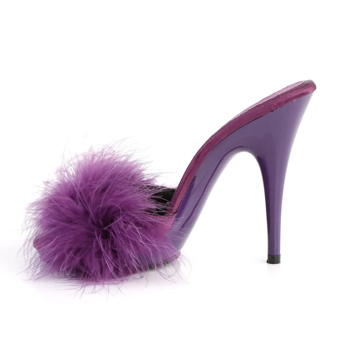 POISE-501F Purple Satin-Marabou Fur/Purple