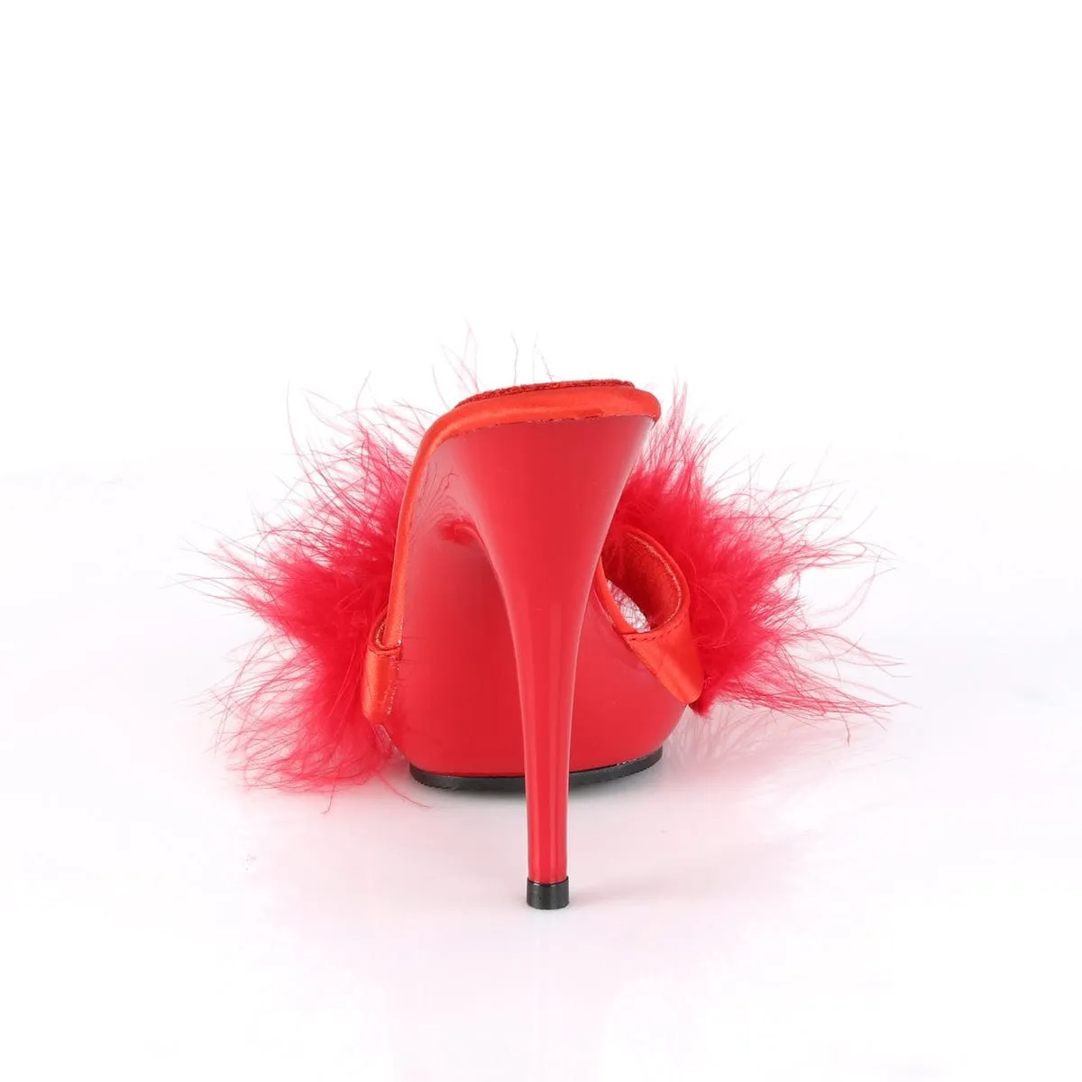 POISE-501F Red Satin-Marabou Fur/Red