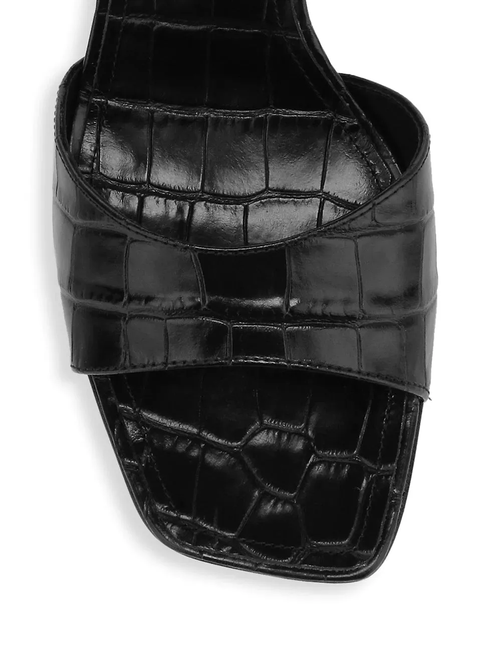 Posseni Leather Sandal - Black Crocodile