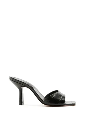 Posseni Leather Sandal - Black Crocodile