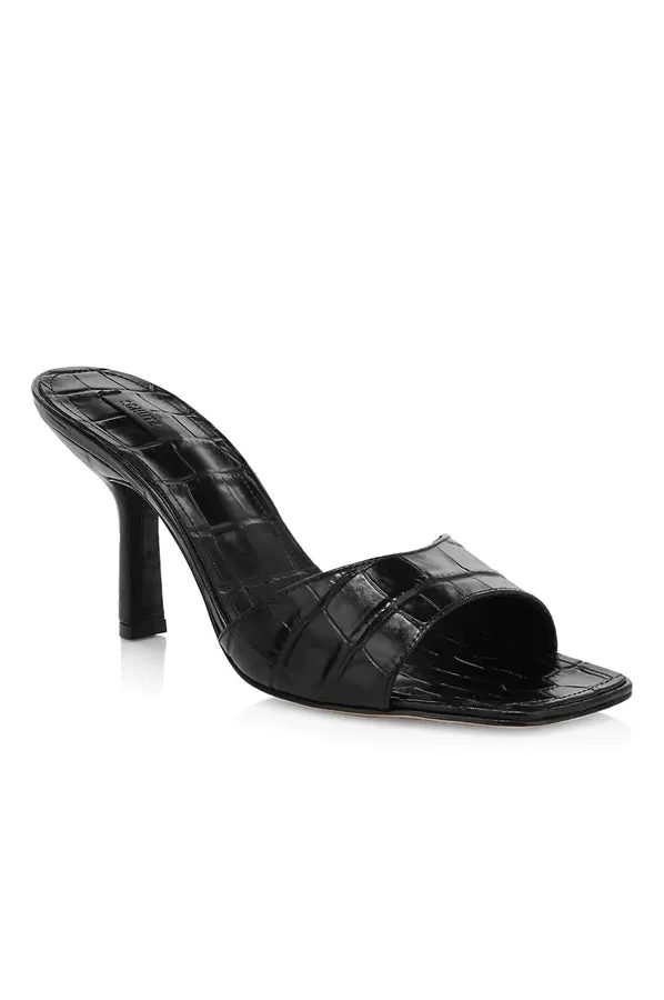 Posseni Leather Sandal - Black Crocodile