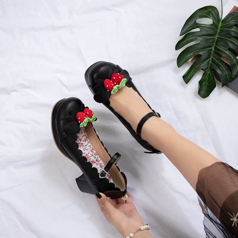 Princess Lolita Strawberry Mary Jane Shoes Plus Size