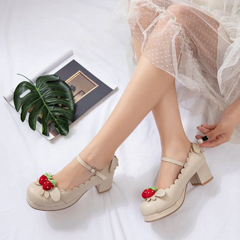 Princess Lolita Strawberry Mary Jane Shoes Plus Size