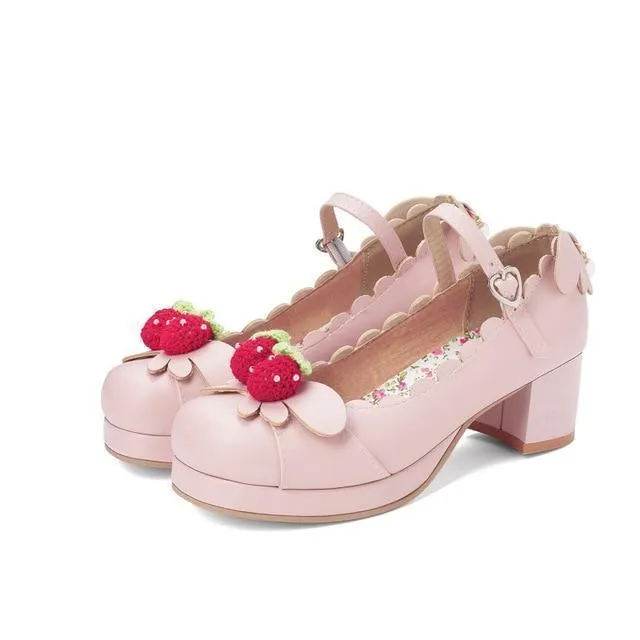 Princess Lolita Strawberry Mary Jane Shoes Plus Size