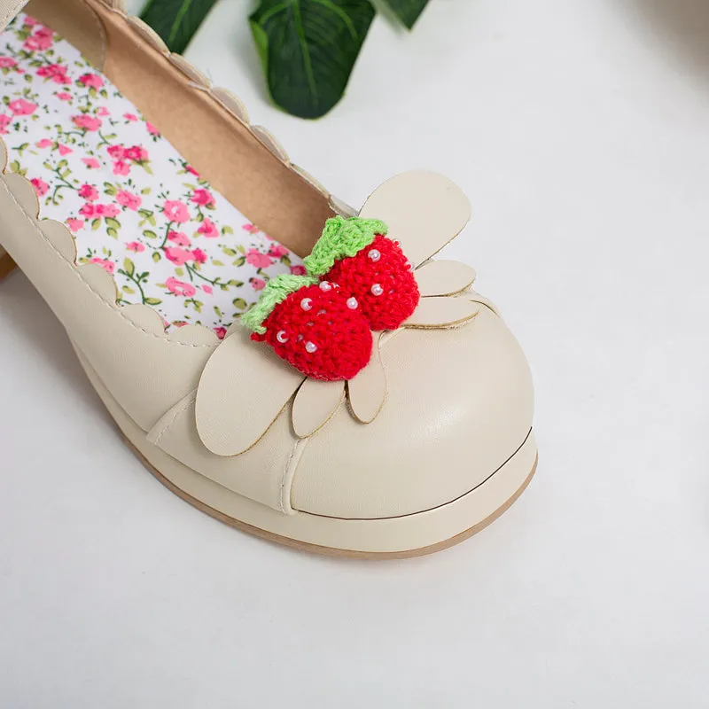 Princess Lolita Strawberry Mary Jane Shoes Plus Size