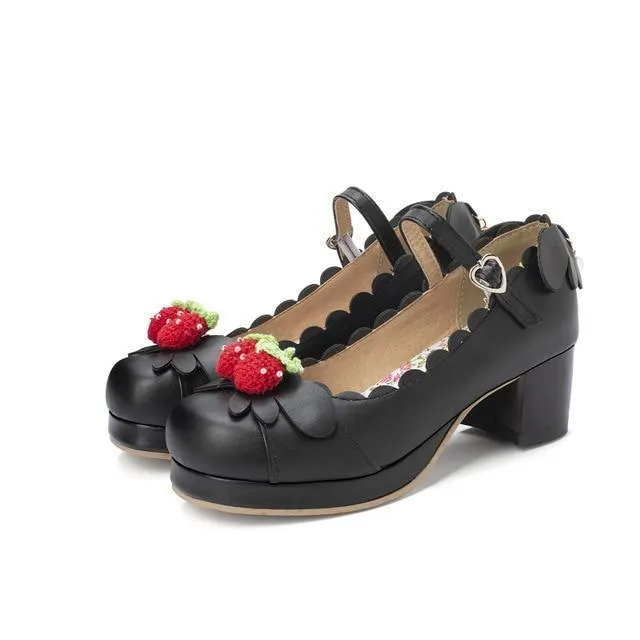 Princess Lolita Strawberry Mary Jane Shoes Plus Size