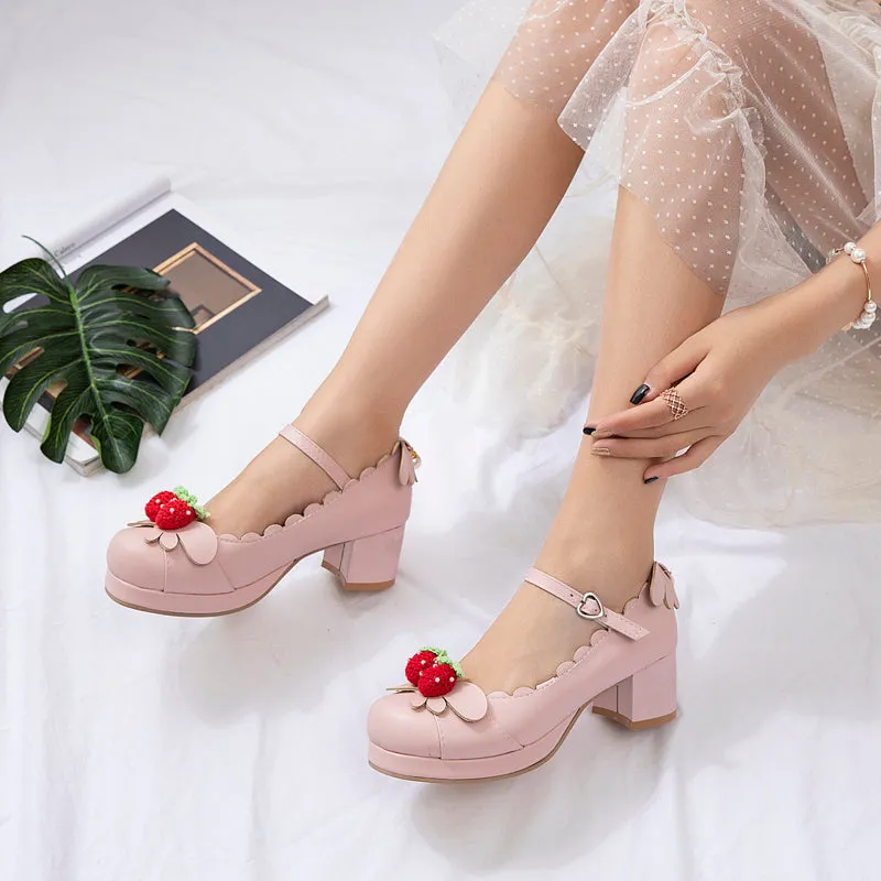 Princess Lolita Strawberry Mary Jane Shoes Plus Size