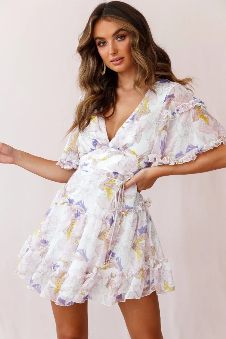 Psalm Angel Sleeve Frill Dress White