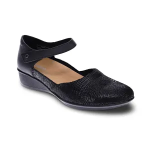 Revere Osaka Women's Mary Jane Casual Shoes In Black Lizard