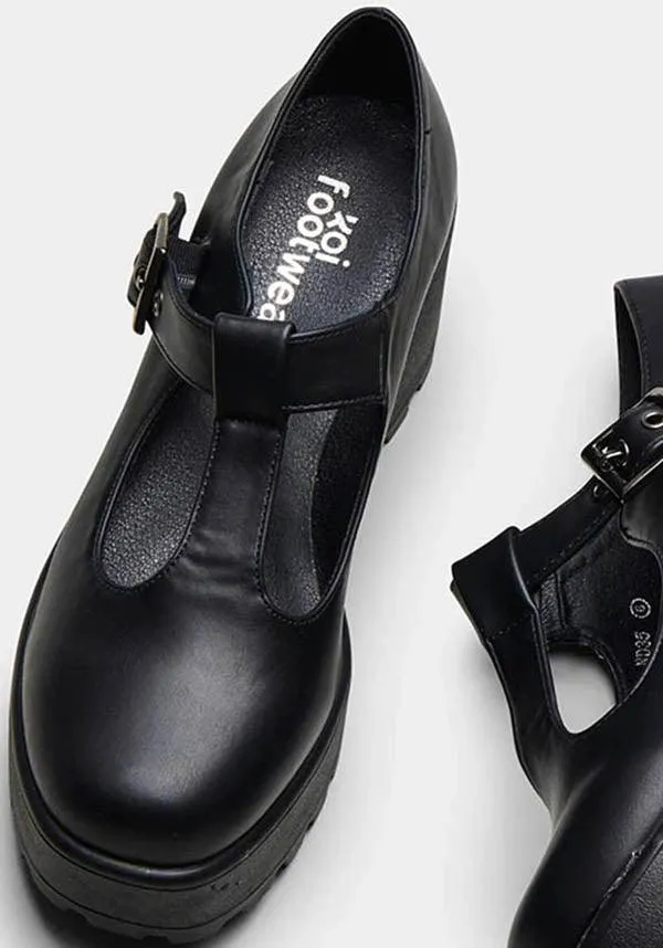 Sai [Black Faux Leather] | MARY JANES