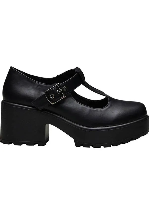 Sai [Black Faux Leather] | MARY JANES