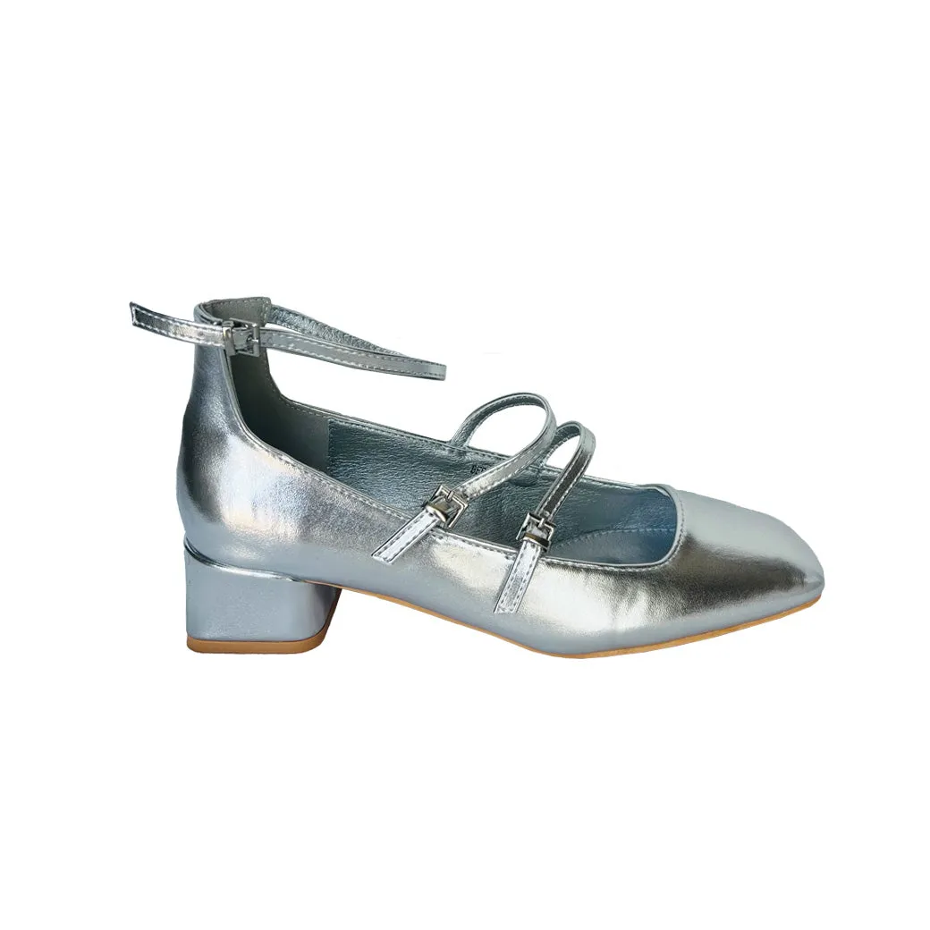 SAMPLE - Square Toe Mary Jane - Silver